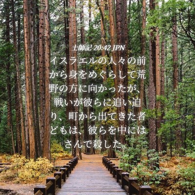 Picture 04 - 士師記 20:42 JPN - イスラエルの人々の前から身をめぐ - Bible Verse Picture