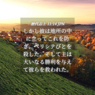 Picture 04 - 歴代志上 11:14 JPN - しかし彼は地所の中に立ってこれを - Bible Verse Picture