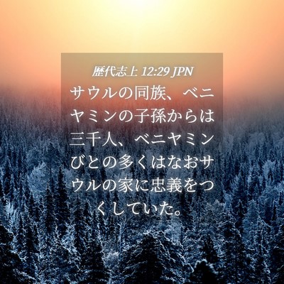 Picture 04 - 歴代志上 12:29 JPN - サウルの同族、ベニヤミンの子孫か - Bible Verse Picture