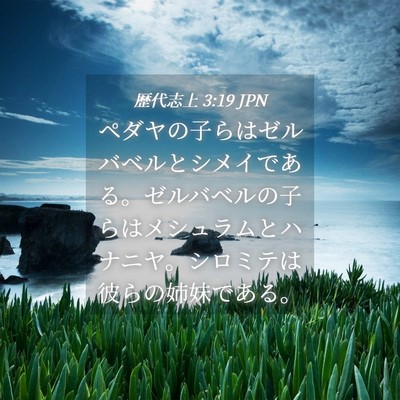 Picture 04 - 歴代志上 3:19 JPN - ペダヤの子らはゼルバベルとシメイ - Bible Verse Picture