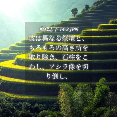 Picture 04 - 歴代志下 14:3 JPN - 彼は異なる祭壇と、もろもろの高き - Bible Verse Picture
