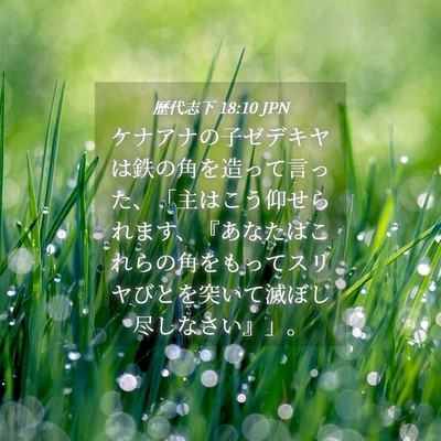 Picture 04 - 歴代志下 18:10 JPN - ケナアナの子ゼデキヤは鉄の角を造 - Bible Verse Picture
