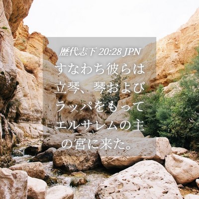 Picture 04 - 歴代志下 20:28 JPN - すなわち彼らは立琴、琴およびラッ - Bible Verse Picture