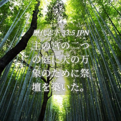 Picture 04 - 歴代志下 33:5 JPN - 主の宮の二つの庭に天の万象のため - Bible Verse Picture