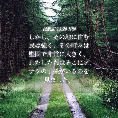 Picture 04 - 民数記 13:28 JPN - しかし、その地に住む民は強く、そ - Bible Verse Picture