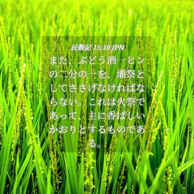Picture 04 - 民数記 15:10 JPN - また、ぶどう酒一ヒンの二分の一を - Bible Verse Picture
