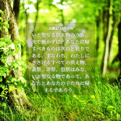 Picture 04 - 民数記 18:9 JPN - いと聖なる供え物のうち、火で焼か - Bible Verse Picture