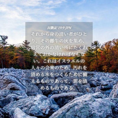 Picture 04 - 民数記 19:9 JPN - それから身の清い者がひとり、その - Bible Verse Picture