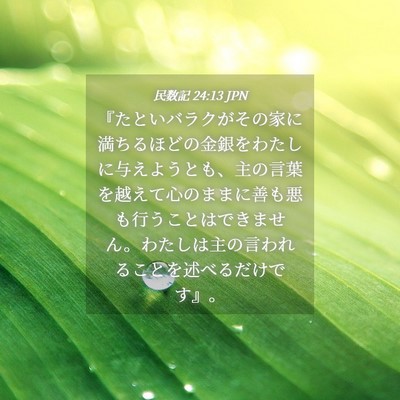 Picture 04 - 民数記 24:13 JPN - 『たといバラクがその家に満ちるほ - Bible Verse Picture