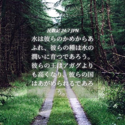 Picture 04 - 民数記 24:7 JPN - 水は彼らのかめからあふれ、彼らの - Bible Verse Picture