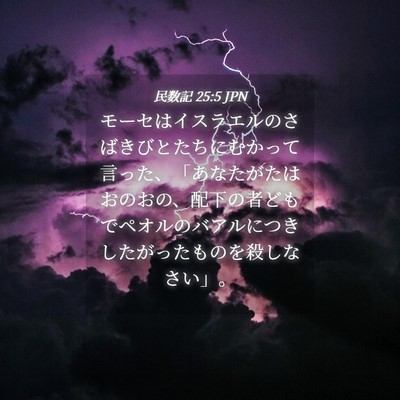 Picture 04 - 民数記 25:5 JPN - モーセはイスラエルのさばきびとた - Bible Verse Picture