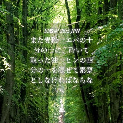 Picture 04 - 民数記 28:5 JPN - また麦粉一エパの十分の一に、砕い - Bible Verse Picture