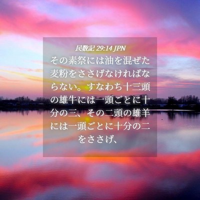 Picture 04 - 民数記 29:14 JPN - その素祭には油を混ぜた麦粉をささ - Bible Verse Picture
