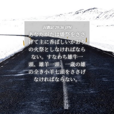 Picture 04 - 民数記 29:36 JPN - あなたがたは燔祭をささげて主に香 - Bible Verse Picture