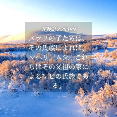 Picture 04 - 民数記 3:20 JPN - メラリの子たちは、その氏族によれ - Bible Verse Picture