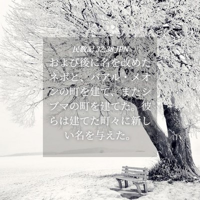 Picture 04 - 民数記 32:38 JPN - および後に名を改めたネボと、バア - Bible Verse Picture