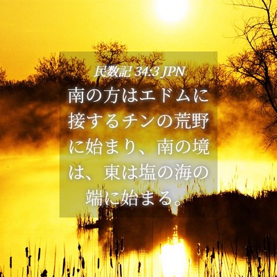Picture 04 - 民数記 34:3 JPN - 南の方はエドムに接するチンの荒野 - Bible Verse Picture