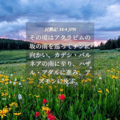 Picture 04 - 民数記 34:4 JPN - その境はアクラビムの坂の南を巡っ - Bible Verse Picture