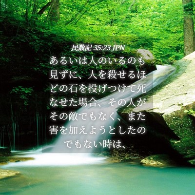 Picture 04 - 民数記 35:23 JPN - あるいは人のいるのも見ずに、人を - Bible Verse Picture