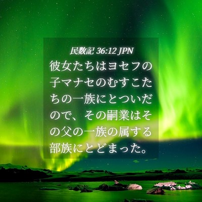 Picture 04 - 民数記 36:12 JPN - 彼女たちはヨセフの子マナセのむす - Bible Verse Picture