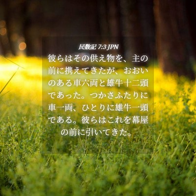 Picture 04 - 民数記 7:3 JPN - 彼らはその供え物を、主の前に携え - Bible Verse Picture