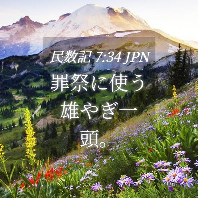 Picture 04 - 民数記 7:34 JPN - 罪祭に使う雄やぎ一頭。 - Bible Verse Picture