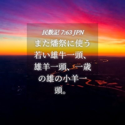 Picture 04 - 民数記 7:63 JPN - また燔祭に使う若い雄牛一頭、雄羊 - Bible Verse Picture