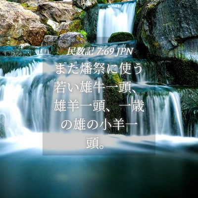 Picture 04 - 民数記 7:69 JPN - また燔祭に使う若い雄牛一頭、雄羊 - Bible Verse Picture