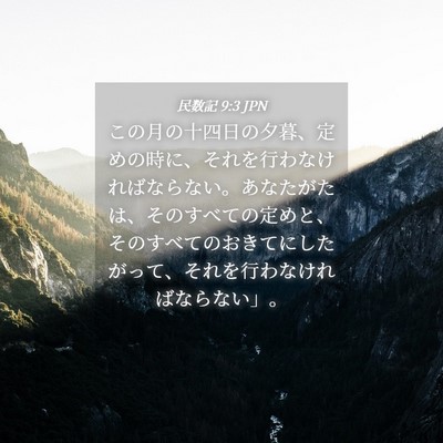 Picture 04 - 民数記 9:3 JPN - この月の十四日の夕暮、定めの時に - Bible Verse Picture