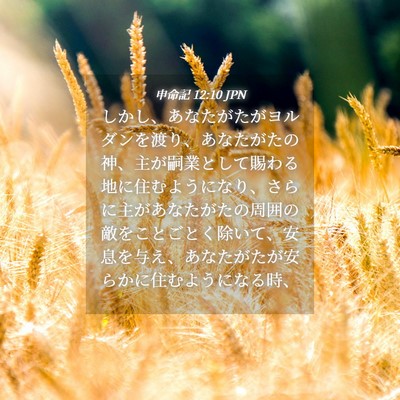 Picture 04 - 申命記 12:10 JPN - しかし、あなたがたがヨルダンを渡 - Bible Verse Picture