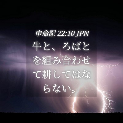 Picture 04 - 申命記 22:10 JPN - 牛と、ろばとを組み合わせて耕して - Bible Verse Picture