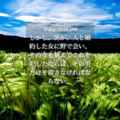 Picture 04 - 申命記 22:25 JPN - しかし、男が、人と婚約した女に野 - Bible Verse Picture