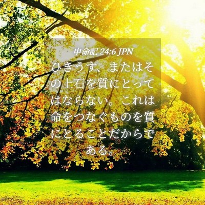 Picture 04 - 申命記 24:6 JPN - ひきうす、またはその上石を質にと - Bible Verse Picture