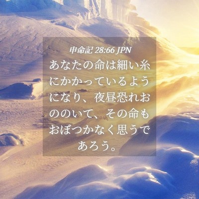 Picture 04 - 申命記 28:66 JPN - あなたの命は細い糸にかかっている - Bible Verse Picture