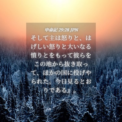 Picture 04 - 申命記 29:28 JPN - そして主は怒りと、はげしい怒りと - Bible Verse Picture