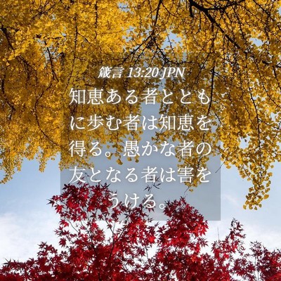 Picture 04 - 箴言 13:20 JPN - 知恵ある者とともに歩む者は知恵を - Bible Verse Picture