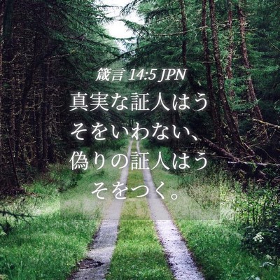 Picture 04 - 箴言 14:5 JPN - 真実な証人はうそをいわない、偽り - Bible Verse Picture
