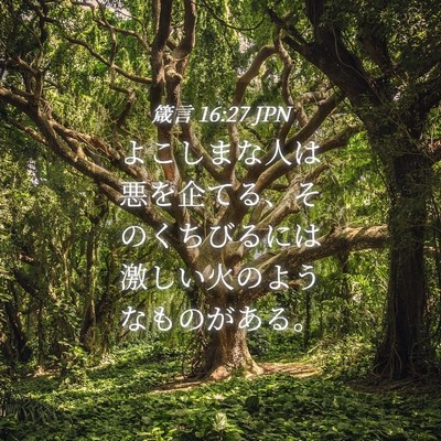 Picture 04 - 箴言 16:27 JPN - よこしまな人は悪を企てる、そのく - Bible Verse Picture