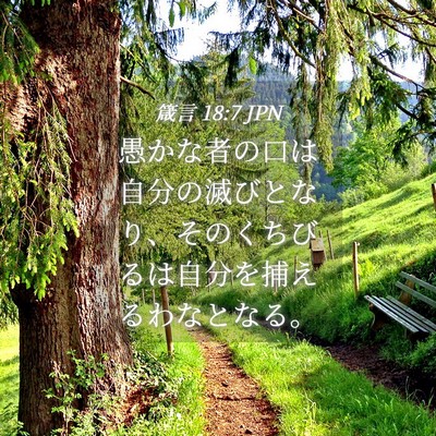Picture 04 - 箴言 18:7 JPN - 愚かな者の口は自分の滅びとなり、 - Bible Verse Picture