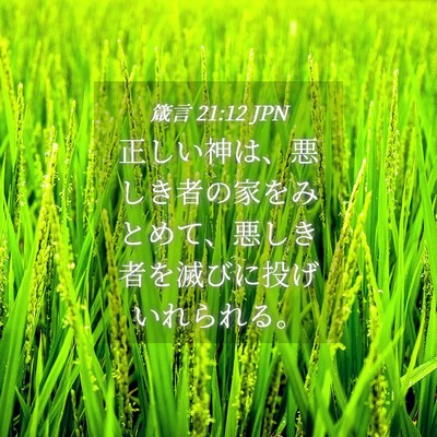 Picture 04 - 箴言 21:12 JPN - 正しい神は、悪しき者の家をみとめ - Bible Verse Picture