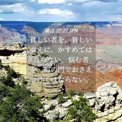 Picture 04 - 箴言 22:22 JPN - 貧しい者を、貧しいゆえに、かすめ - Bible Verse Picture