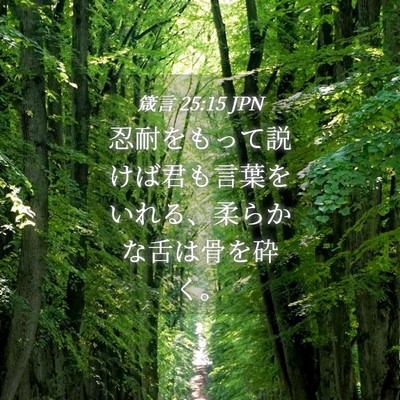Picture 04 - 箴言 25:15 JPN - 忍耐をもって説けば君も言葉をいれ - Bible Verse Picture