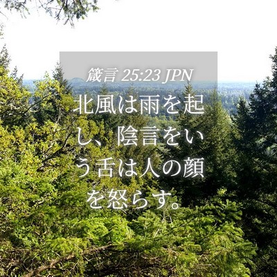 Picture 04 - 箴言 25:23 JPN - 北風は雨を起し、陰言をいう舌は人 - Bible Verse Picture