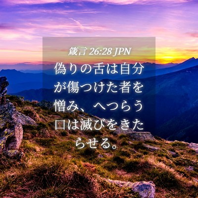 Picture 04 - 箴言 26:28 JPN - 偽りの舌は自分が傷つけた者を憎み - Bible Verse Picture