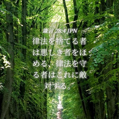 Picture 04 - 箴言 28:4 JPN - 律法を捨てる者は悪しき者をほめる - Bible Verse Picture