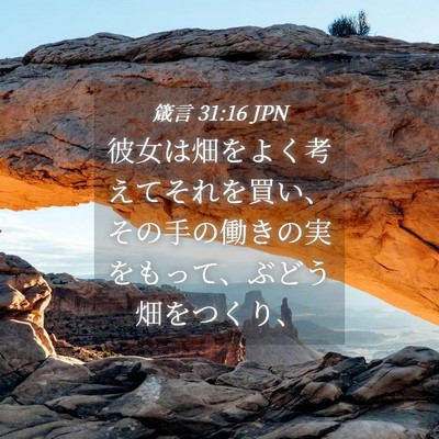 Picture 04 - 箴言 31:16 JPN - 彼女は畑をよく考えてそれを買い、 - Bible Verse Picture
