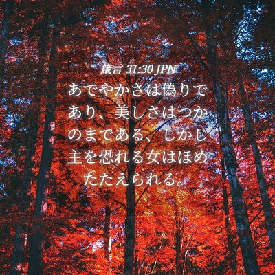 Picture 04 - 箴言 31:30 JPN - あでやかさは偽りであり、美しさは - Bible Verse Picture