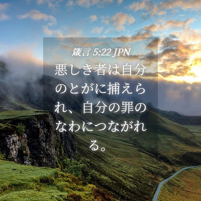 Picture 04 - 箴言 5:22 JPN - 悪しき者は自分のとがに捕えられ、 - Bible Verse Picture