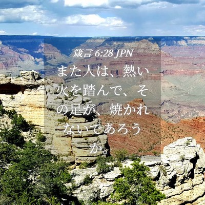 Picture 04 - 箴言 6:28 JPN - また人は、熱い火を踏んで、その足 - Bible Verse Picture