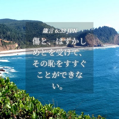 Picture 04 - 箴言 6:33 JPN - 傷と、はずかしめとを受けて、その - Bible Verse Picture